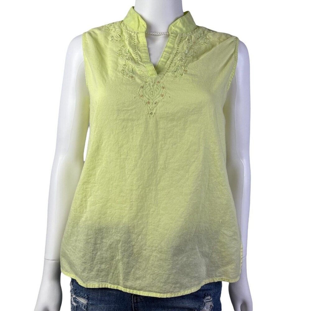 Whispers Sleeveless‎ Sheer Blouse Womens Size S (H10161)